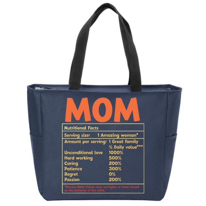 Mom Nutritional Facts Funny Mother Day Zip Tote Bag