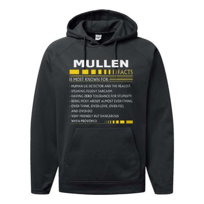 Mullen Name Gift Mullen Facts Graphic Performance Fleece Hoodie