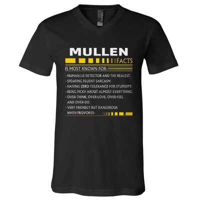 Mullen Name Gift Mullen Facts Graphic V-Neck T-Shirt