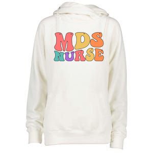 Mds Nurse Groovy Mds Nursing Mds Nurses Funny Gift Womens Funnel Neck Pullover Hood