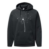 Music Notes Gift For Women Cool Dandelion Flower Performance Fleece Hoodie