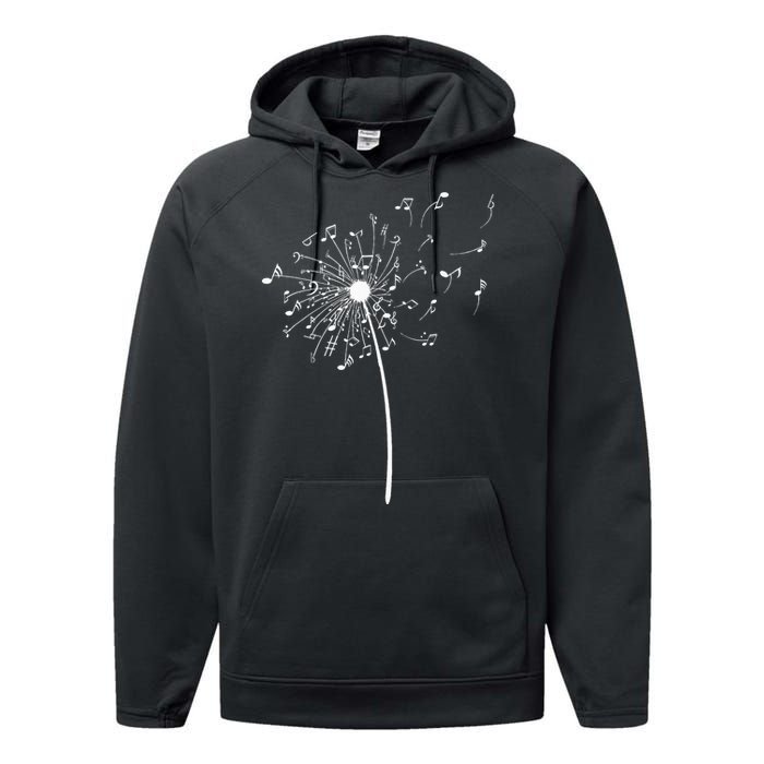 Music Notes Gift For Women Cool Dandelion Flower Performance Fleece Hoodie