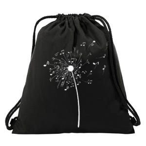 Music Notes Gift For Women Cool Dandelion Flower Drawstring Bag