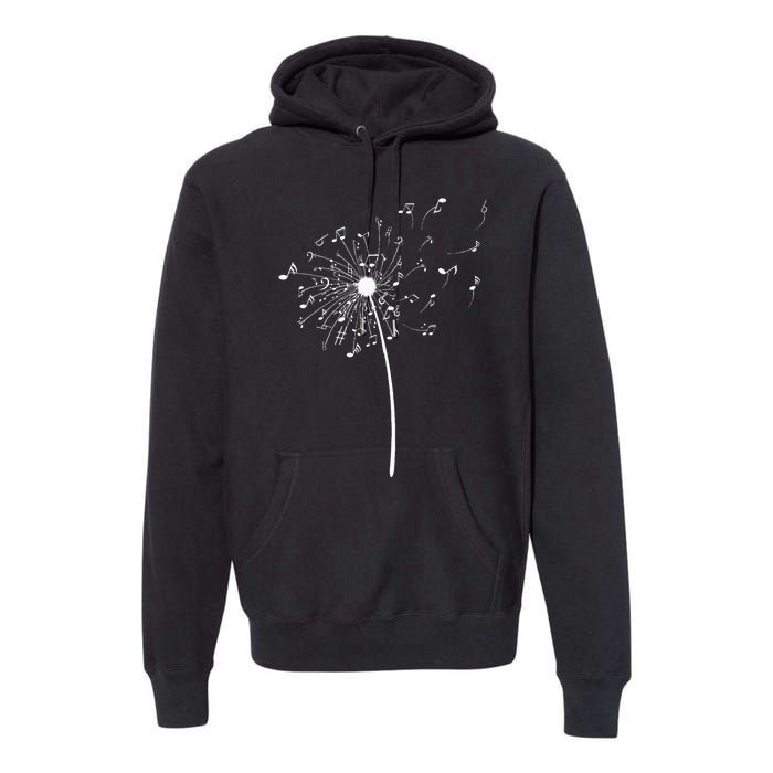 Music Notes Gift For Women Cool Dandelion Flower Premium Hoodie