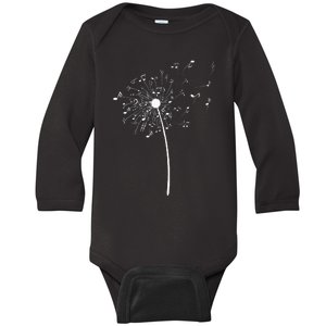 Music Notes Gift For Women Cool Dandelion Flower Baby Long Sleeve Bodysuit