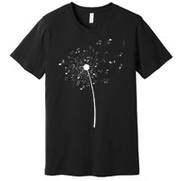 Music Notes Gift For Women Cool Dandelion Flower Premium T-Shirt