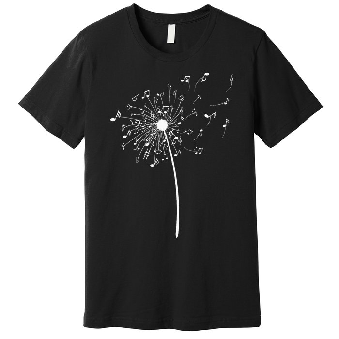 Music Notes Gift For Women Cool Dandelion Flower Premium T-Shirt