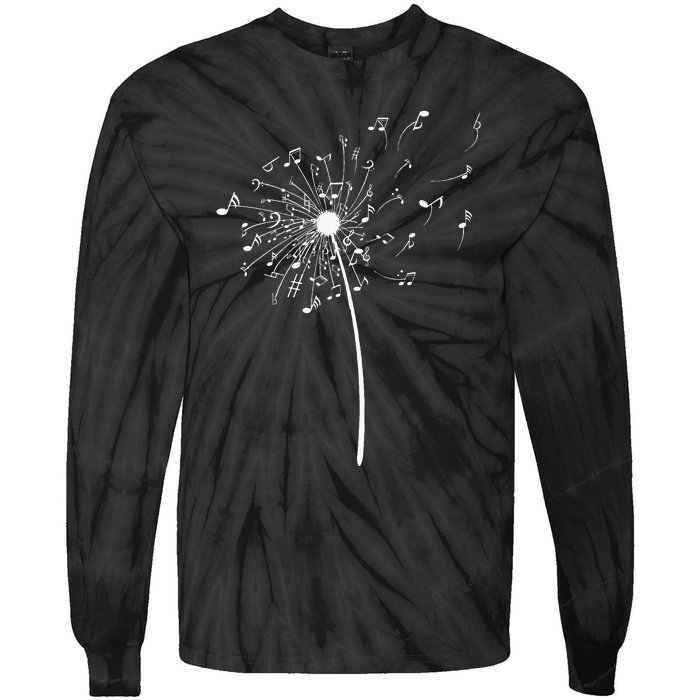 Music Notes Gift For Women Cool Dandelion Flower Tie-Dye Long Sleeve Shirt