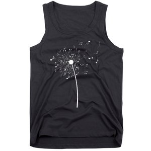 Music Notes Gift For Women Cool Dandelion Flower Tank Top