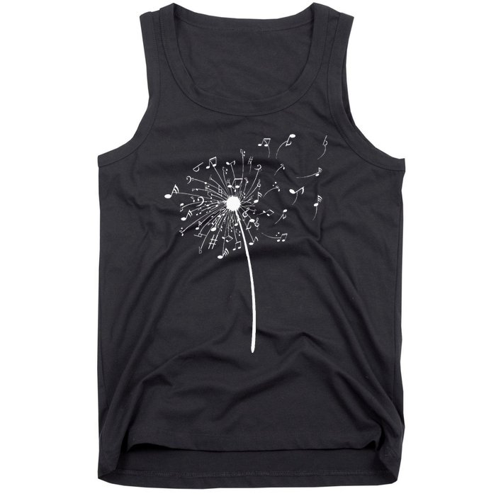 Music Notes Gift For Women Cool Dandelion Flower Tank Top