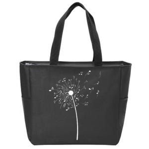 Music Notes Gift For Women Cool Dandelion Flower Zip Tote Bag