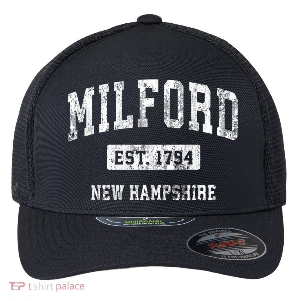 Milford New Hampshire Nh Vintage Sports Flexfit Unipanel Trucker Cap