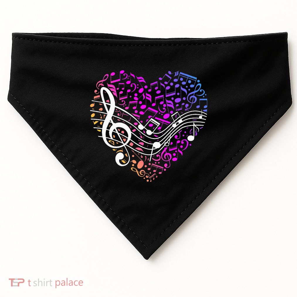 Musical Notes Heart Treble Clef Music USA-Made Doggie Bandana