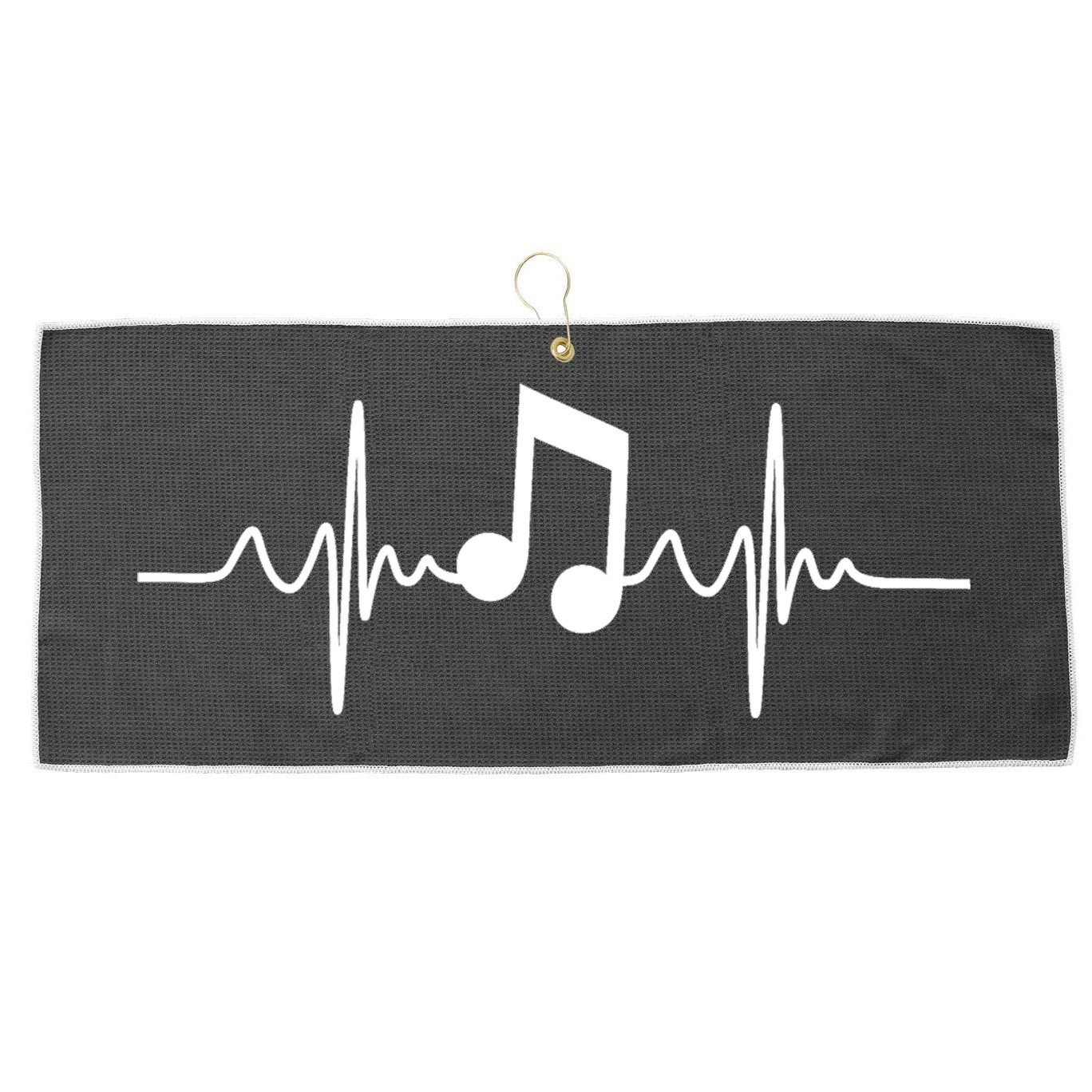 Music Note Heartbeat Pulse Large Microfiber Waffle Golf Towel