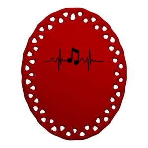 Music Note Heartbeat Pulse Ceramic Oval Ornament