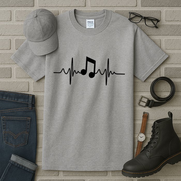 Music Note Heartbeat Pulse Tall T-Shirt