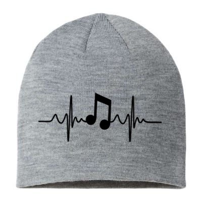 Music Note Heartbeat Pulse Sustainable Beanie