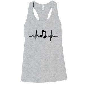 Music Note Heartbeat Pulse Women's Racerback Tank