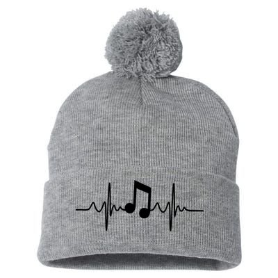 Music Note Heartbeat Pulse Pom Pom 12in Knit Beanie