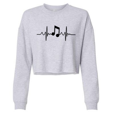 Music Note Heartbeat Pulse Cropped Pullover Crew