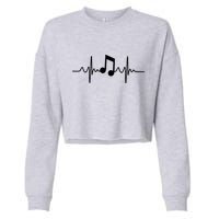 Music Note Heartbeat Pulse Cropped Pullover Crew