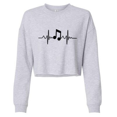 Music Note Heartbeat Pulse Cropped Pullover Crew