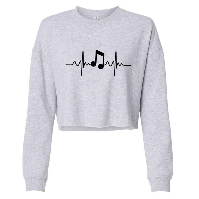 Music Note Heartbeat Pulse Cropped Pullover Crew