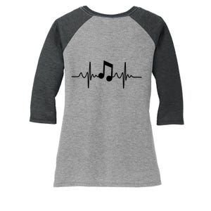 Music Note Heartbeat Pulse Women's Tri-Blend 3/4-Sleeve Raglan Shirt