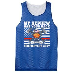 My Nephew Has Your Back Proud Firefighters Aunt Auntie Gift Mesh Reversible Basketball Jersey Tank