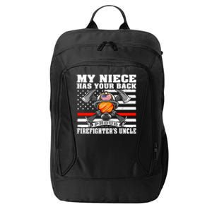 My Niece Has Your Back Proud Firefighters Uncle Funny Gift City Backpack