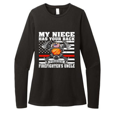 My Niece Has Your Back Proud Firefighters Uncle Funny Gift Womens CVC Long Sleeve Shirt