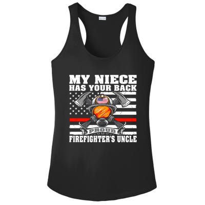 My Niece Has Your Back Proud Firefighters Uncle Funny Gift Ladies PosiCharge Competitor Racerback Tank