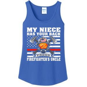 My Niece Has Your Back Proud Firefighters Uncle Funny Gift Ladies Essential Tank