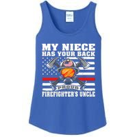 My Niece Has Your Back Proud Firefighters Uncle Funny Gift Ladies Essential Tank