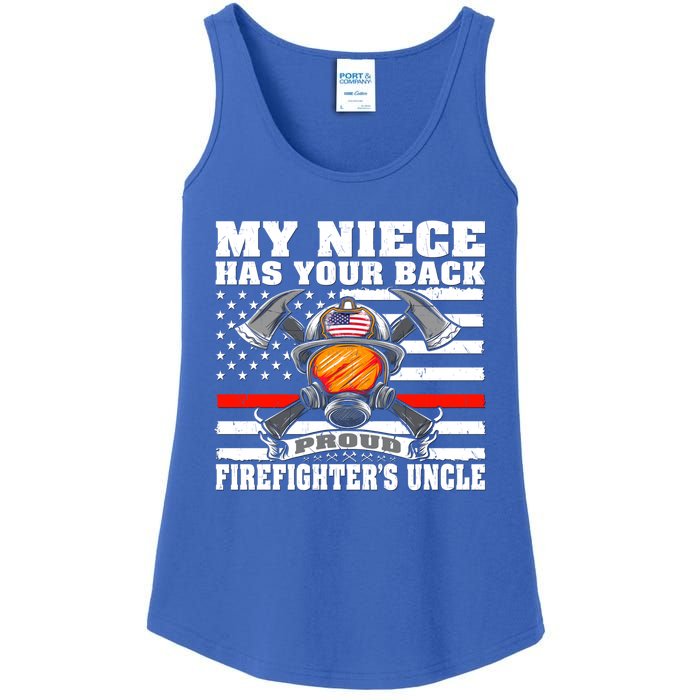 My Niece Has Your Back Proud Firefighters Uncle Funny Gift Ladies Essential Tank