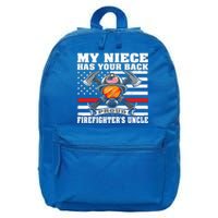 My Niece Has Your Back Proud Firefighters Uncle Funny Gift 16 in Basic Backpack