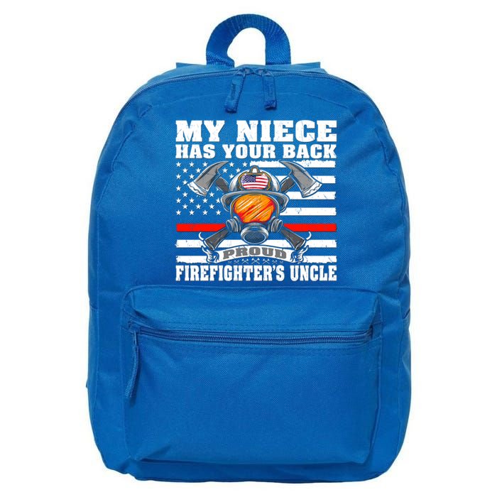 My Niece Has Your Back Proud Firefighters Uncle Funny Gift 16 in Basic Backpack