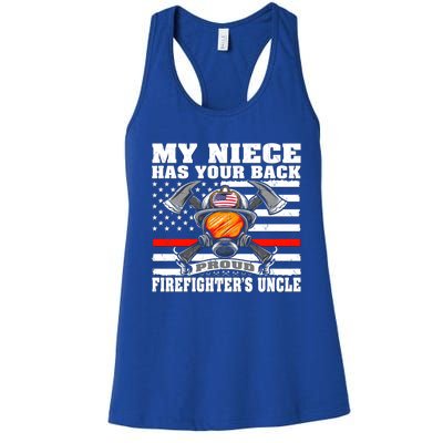 My Niece Has Your Back Proud Firefighters Uncle Funny Gift Women's Racerback Tank