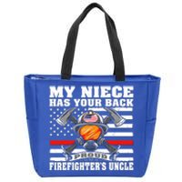 My Niece Has Your Back Proud Firefighters Uncle Funny Gift Zip Tote Bag