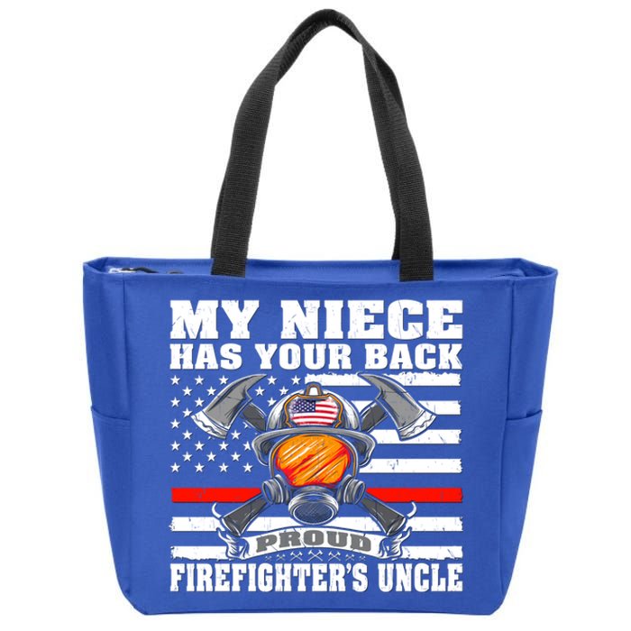 My Niece Has Your Back Proud Firefighters Uncle Funny Gift Zip Tote Bag