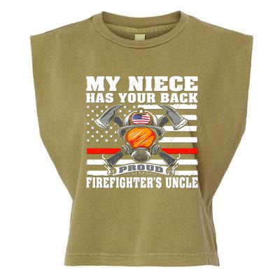 My Niece Has Your Back Proud Firefighters Uncle Funny Gift Garment-Dyed Women's Muscle Tee