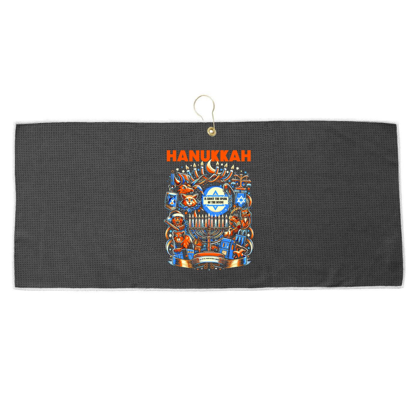 My New Hanukkah Ugly Sweater Design Large Microfiber Waffle Golf Towel