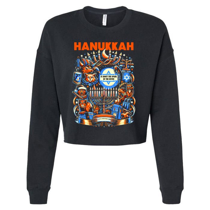 My New Hanukkah Ugly Sweater Design Cropped Pullover Crew
