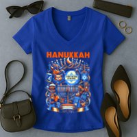 My New Hanukkah Ugly Sweater Design Women's V-Neck T-Shirt
