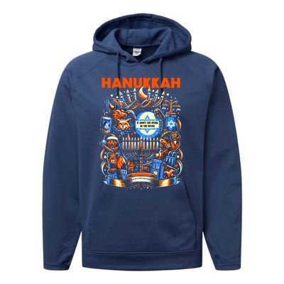 My New Hanukkah Ugly Sweater Design Performance Fleece Hoodie