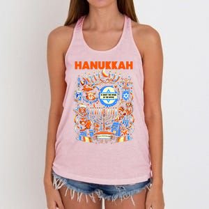 My New Hanukkah Ugly Sweater Design Women's Knotted Racerback Tank