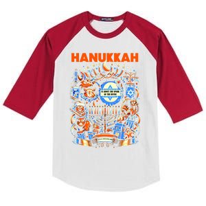 My New Hanukkah Ugly Sweater Design Kids Colorblock Raglan Jersey