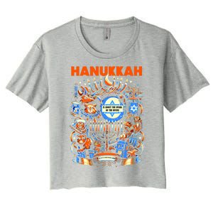 My New Hanukkah Ugly Sweater Design Women's Crop Top Tee