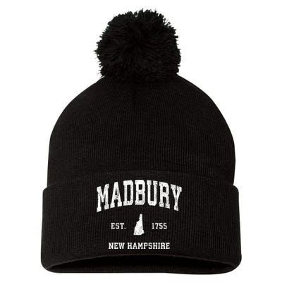 Madbury New Hampshire Nh Vintage Athletic Sports Pom Pom 12in Knit Beanie