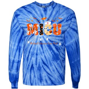 Micu Nurse Halloween Spooky Ghost Medical Intensive Care Tie-Dye Long Sleeve Shirt